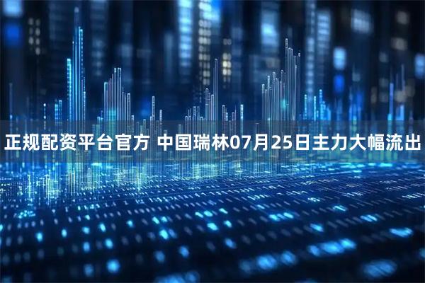 正规配资平台官方 中国瑞林07月25日主力大幅流出